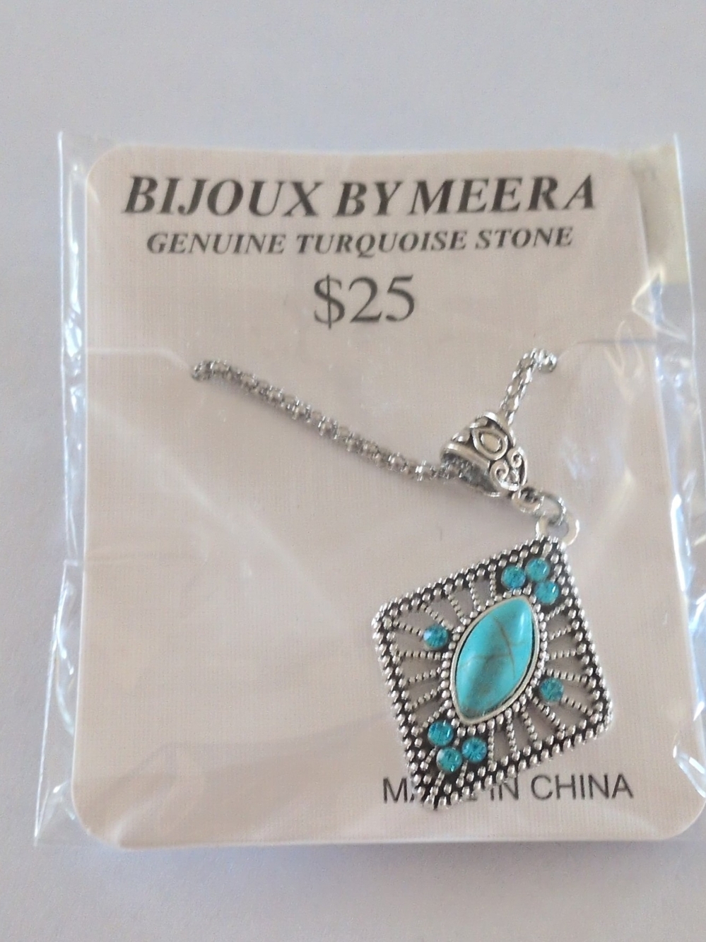 Bijoux by Meera Silver-Tone Turquoise Pendant Necklace